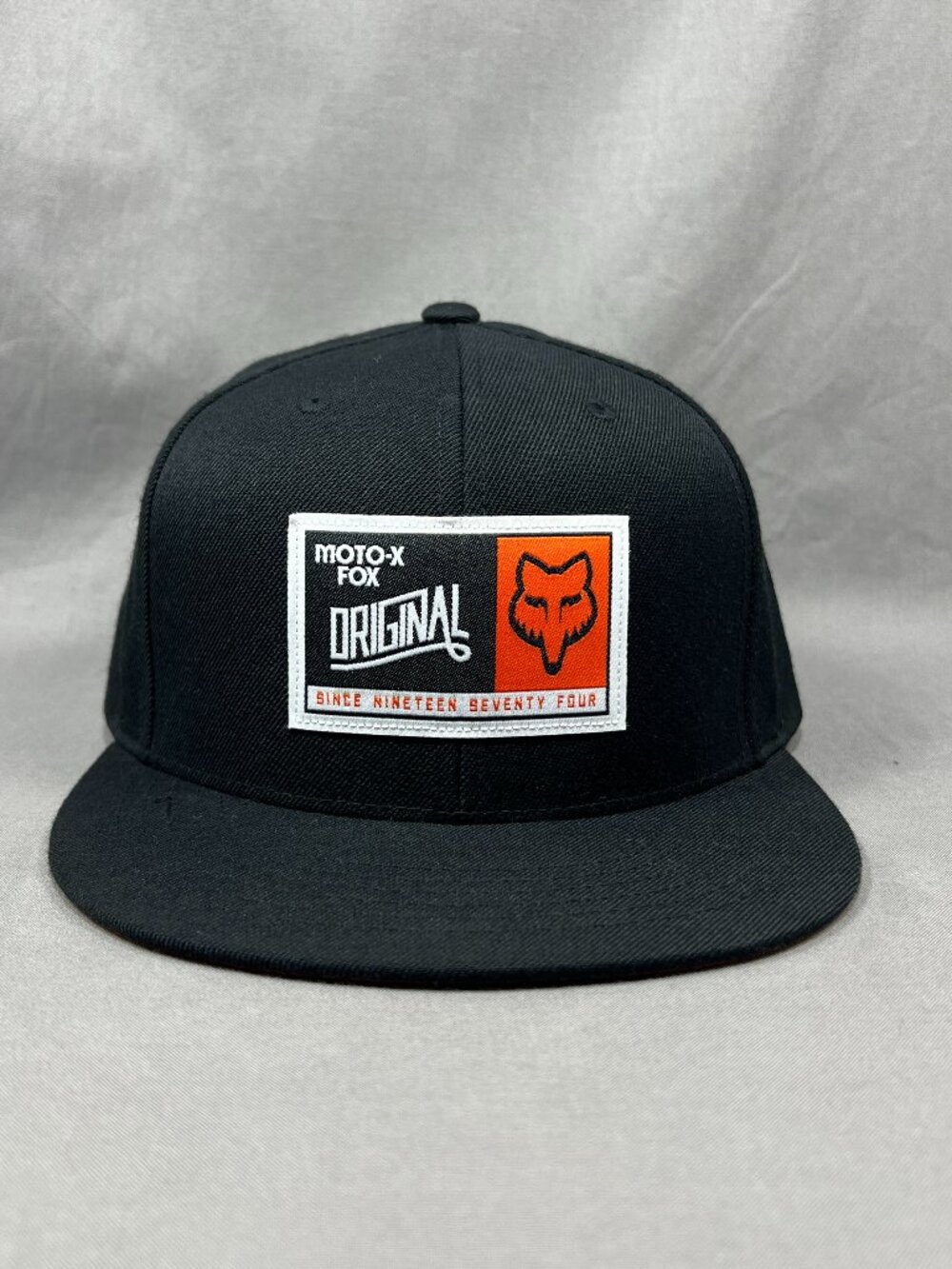Fox Racing Moto X Snapback Hat Cap Black Motocross Biker Flat Visor Patch Mens